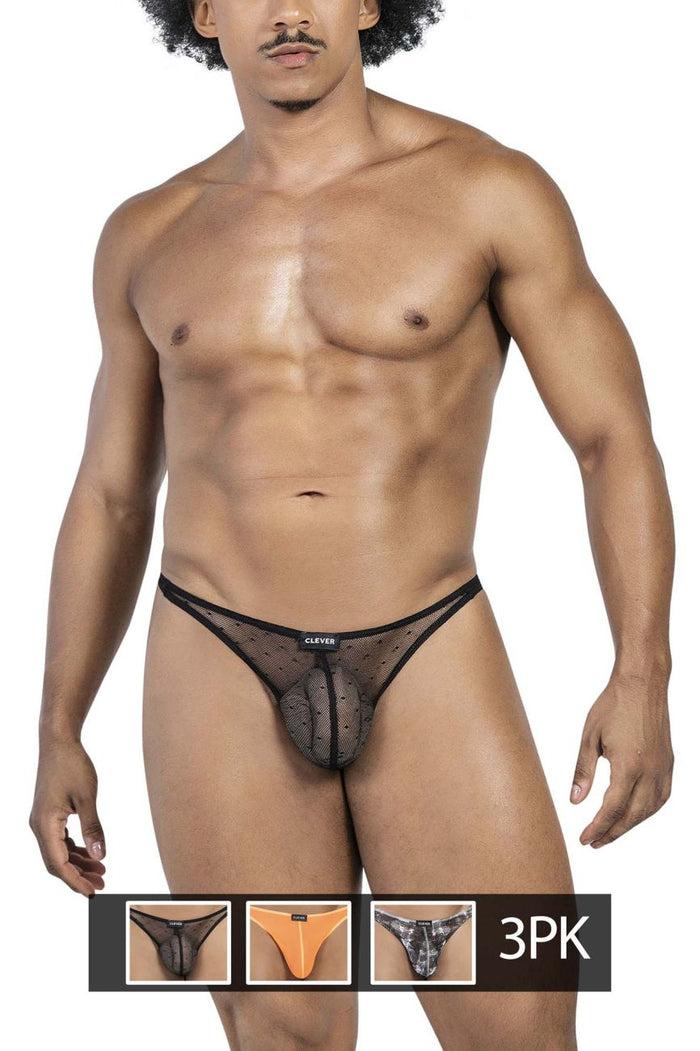 Clever Moda Clever 100008 3PK Autralian Latin Thongs Color Black-Orange-Black