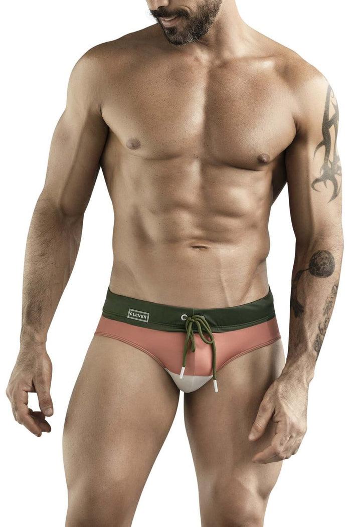 Clever Moda Clever 1802 Wave Swim Briefs Color Green