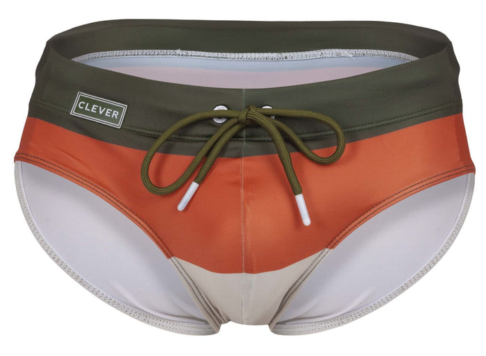 Clever Moda Clever 1802 Wave Swim Briefs Color Green