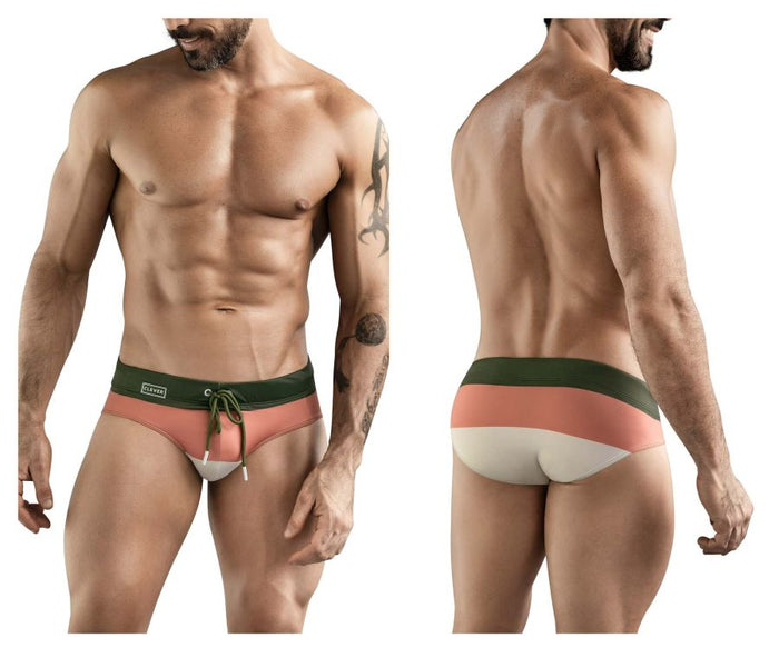 clever moda Clever 1802 Wave Swim Briefs Color Green