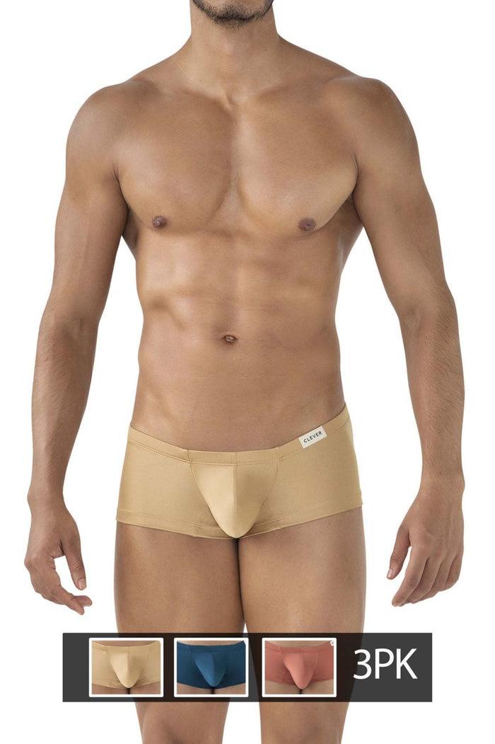 Clever Moda Clever 229941 3PK Australian Latin Trunks Trunks Color Blue-Ochre-Gold
