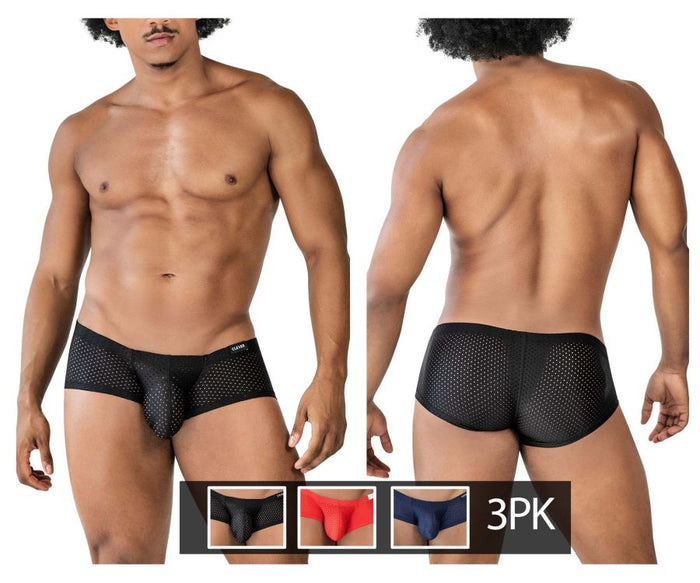 clever moda Clever 229947 3PK Autralian Latin Trunks Color Black-Red-Blue
