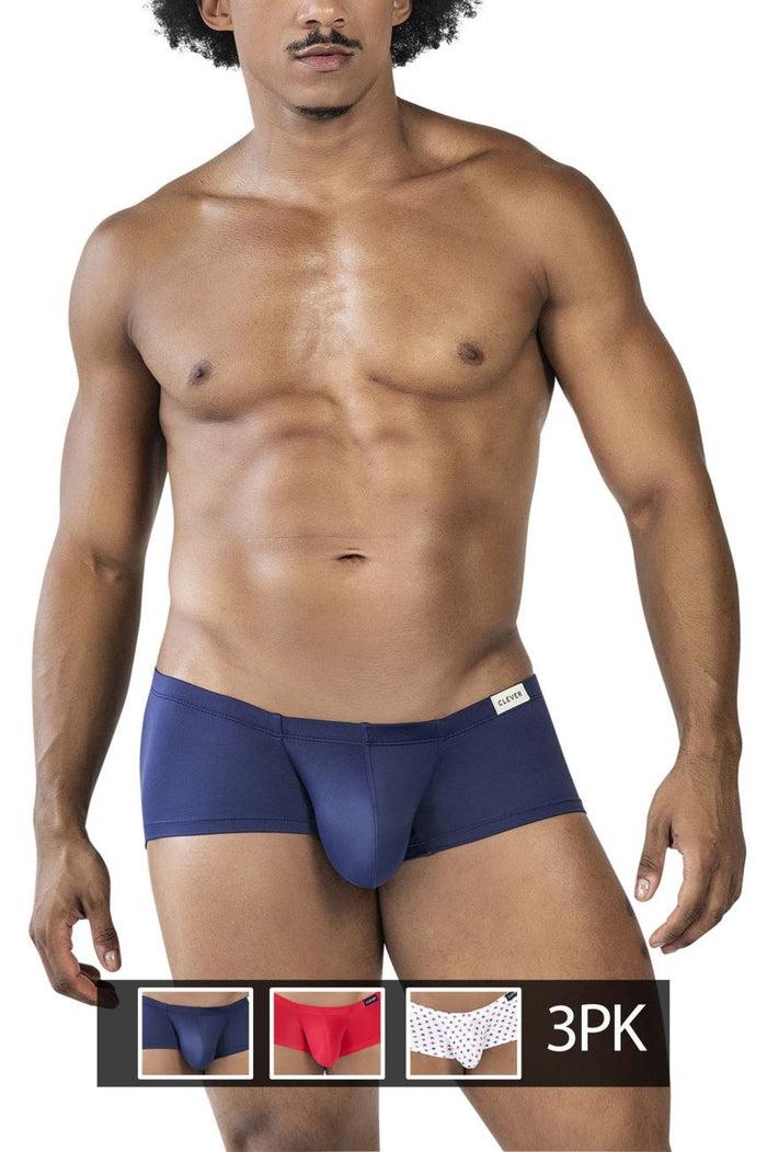 Clever Moda Clever 229949 3PK Autralian Latin Trunks Color Red-Blue-White