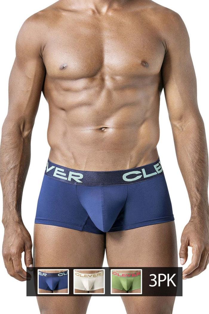 Clever Moda Clever 229953 3PK Australian Latin Trunks Color Beige-Blue-Green