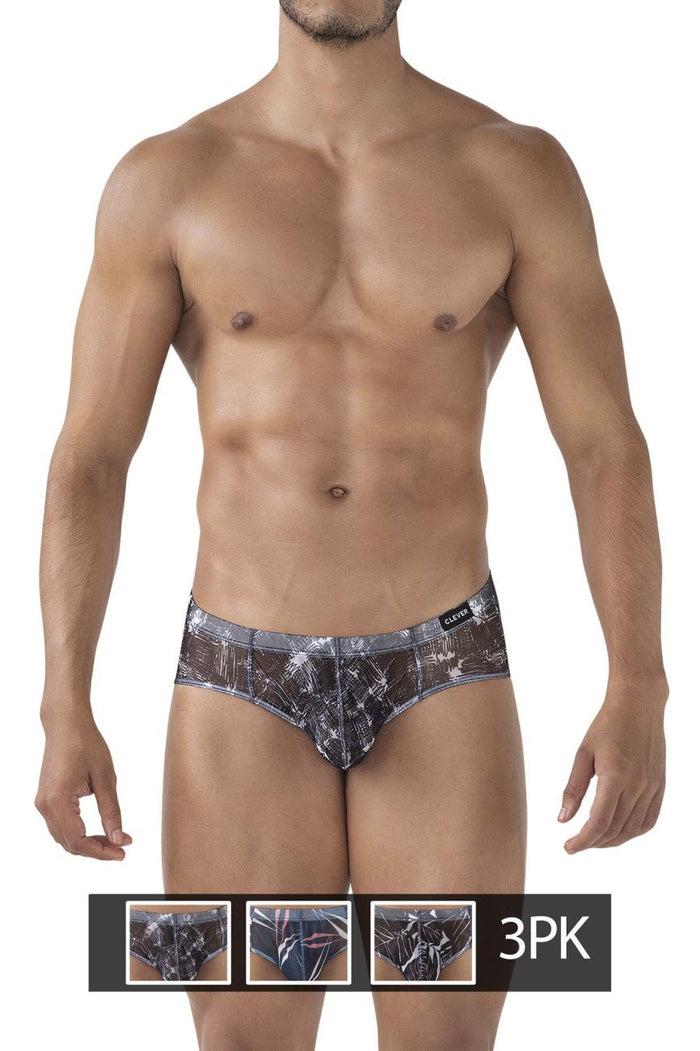 Clever Moda Clever 519963 3PK Australian Latin Briefs Briefs Color Blue-Black-Black