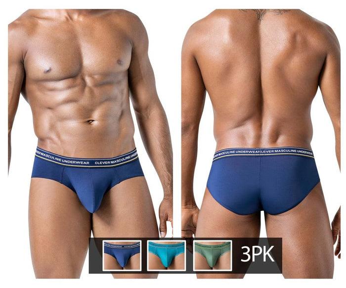 clever moda Clever 519969 3PK Australian Latin Briefs Color Blue-Petrol-Green