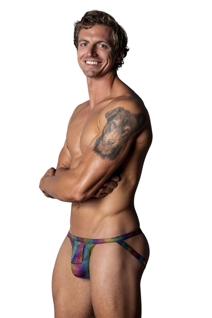 Clever Moda Male Power 347-297 Pack N Play Jock With Front Condom Pouch Color Rainbow