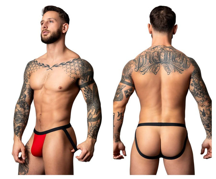 clever moda Male Power 349-300 Hot Mesh Jock Color Black-Red