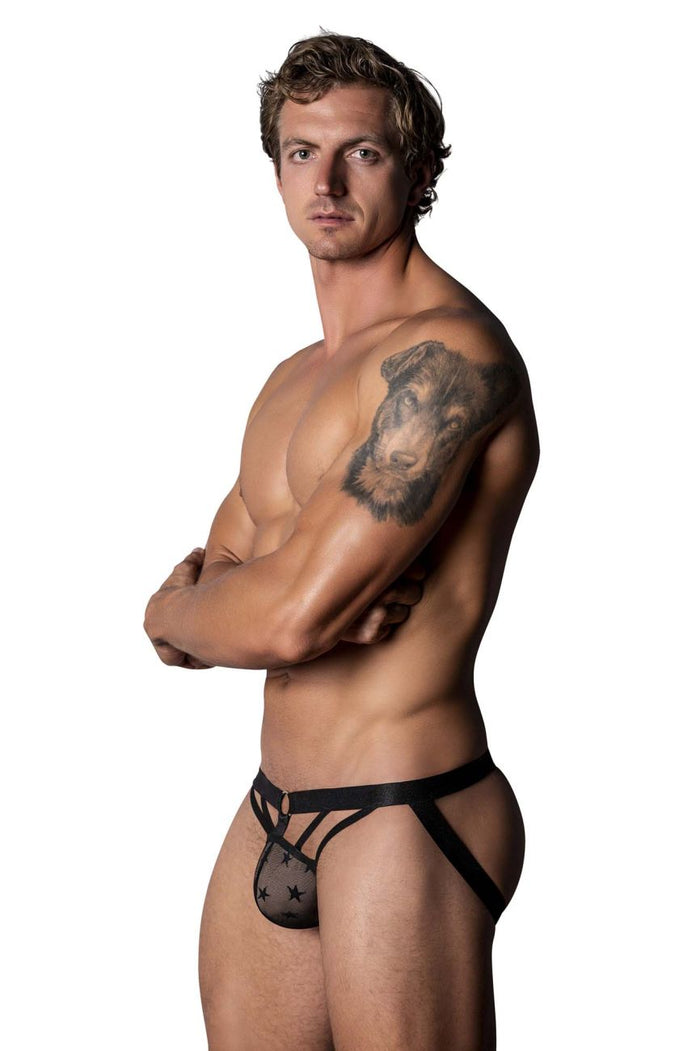 Clever Moda Male Power 386-291 Love Star Jock With Ring Color Black