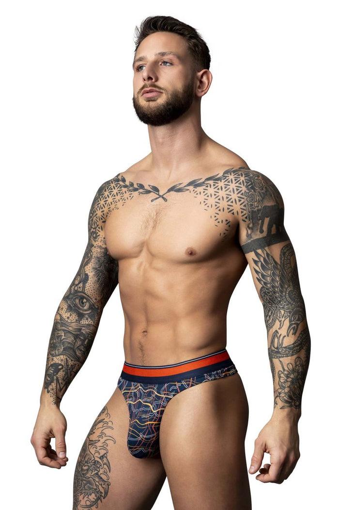 Clever Moda Male Power 412-299 Soo Cumfy Thong Color Navy-Orange
