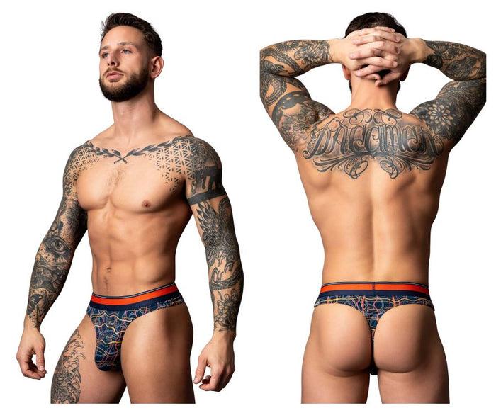 clever moda Male Power 412-299 Soo Cumfy Thong Color Navy-Orange