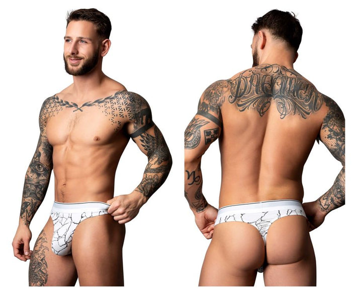 clever moda Male Power 412-299 Soo Cumfy Thong Color White-Black
