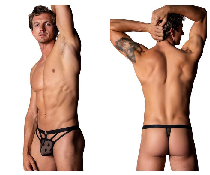 clever moda Male Power 416-291 Love Star Thong with Ring Color Black