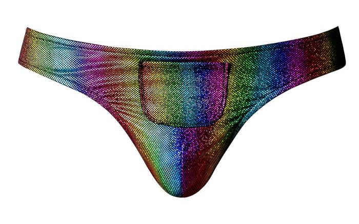 Clever Moda Male Power 421-297 Pack N Play Thong With Front Condom Pouch Color Rainbow