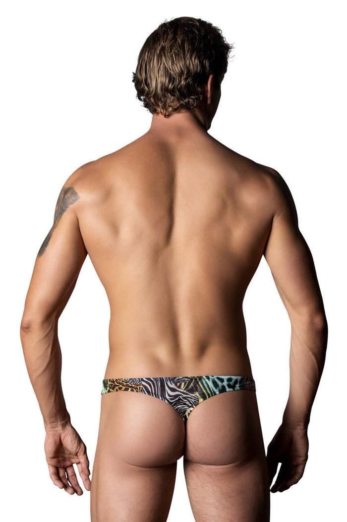 Clever Moda Male Power 439-295 Go Wild Thong With 2 Rings Color Multi Animal