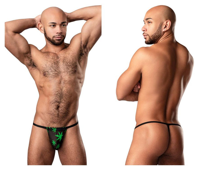 clever moda Male Power 450-294 Hazy Dayz Posing Strap Color Pot Leaf