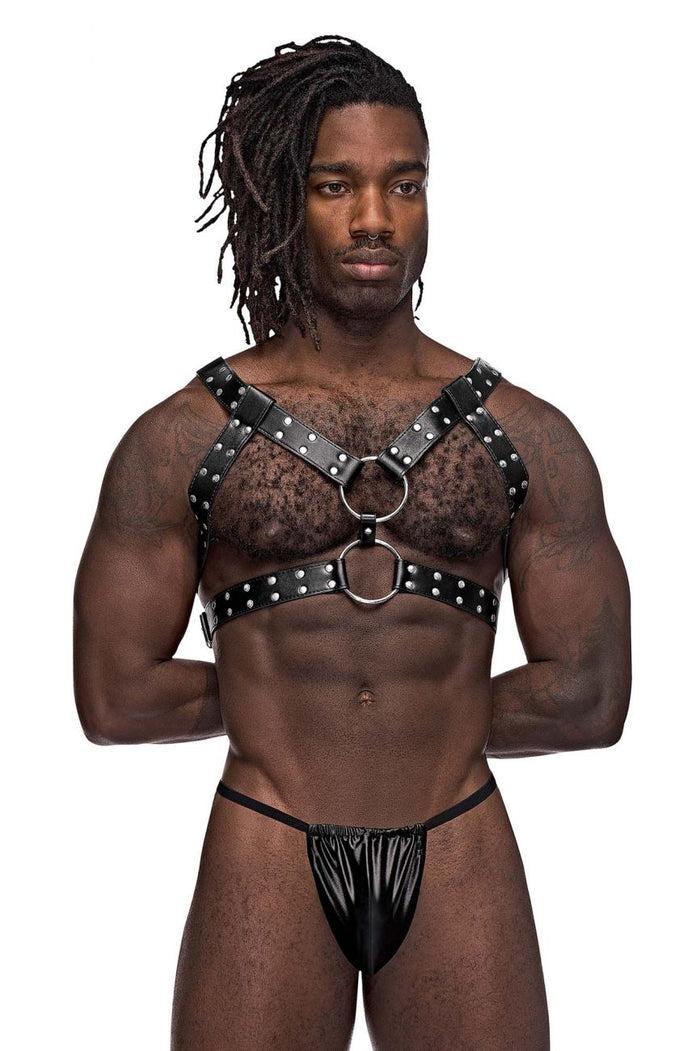 Clever Moda Male Power 591-266 Leather Gemini Harness Color Black