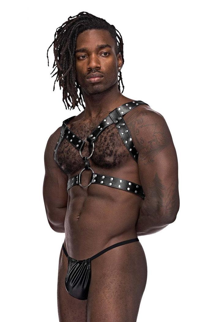 Clever Moda Male Power 591-266 Leather Gemini Harness Color Black