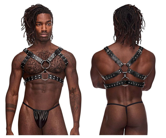clever moda Male Power 591-266 Leather Gemini Harness Color Black