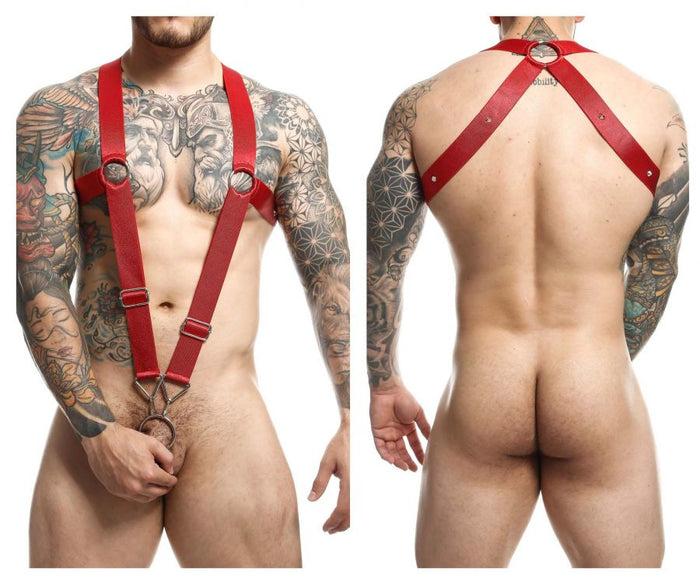 clever moda MaleBasics DMBL05 DNGEON Crossback Harness Color Cherry