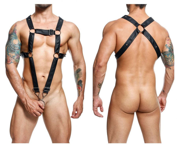 clever moda MaleBasics DMBL07 DNGEON Cross Cockring Harness Color Black