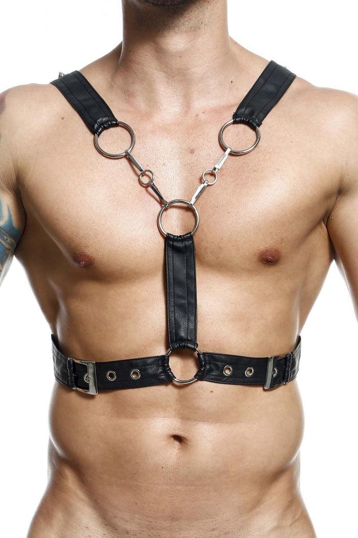 Clever Moda MaleBasics DMBL09 DNGEON Cross Chain Harness Color Black