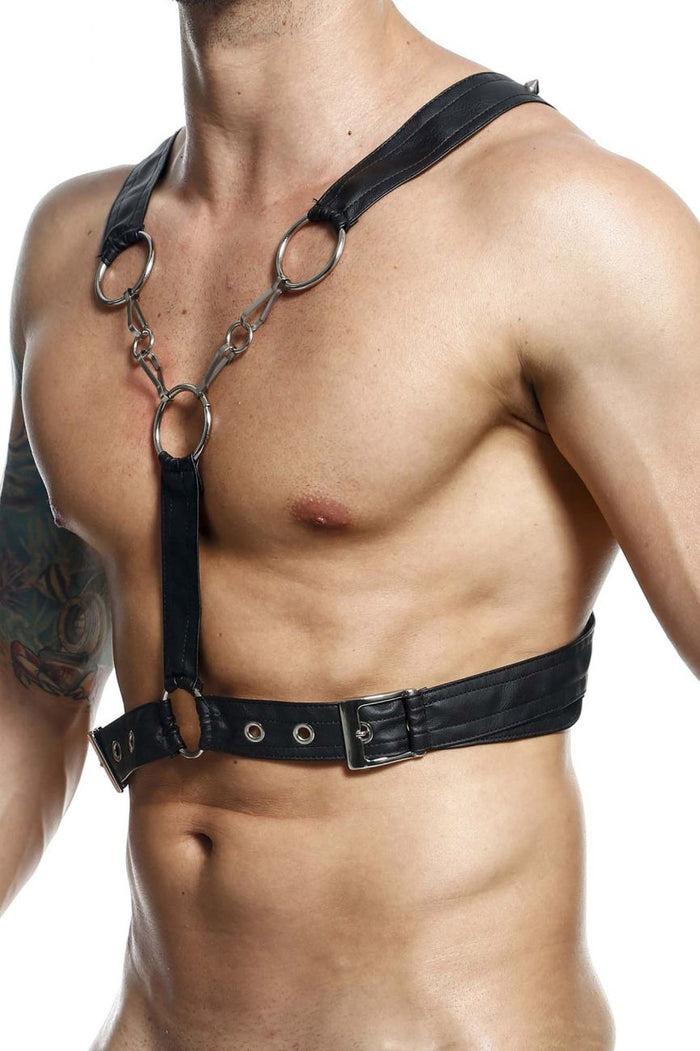 Clever Moda MaleBasics DMBL09 DNGEON Cross Chain Harness Color Black