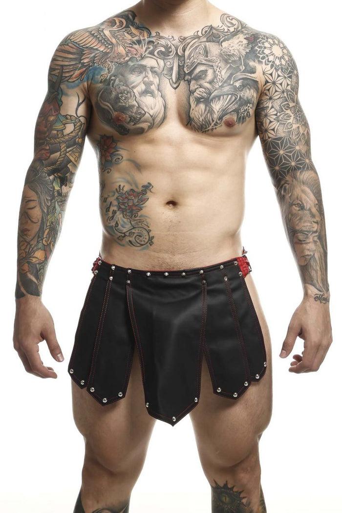 Clever Moda MaleBasics DMBL10 DNGEON Roman Skirt Color Black-Red