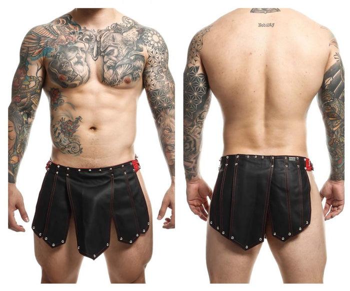 clever moda MaleBasics DMBL10 DNGEON Roman Skirt Color Black-Red