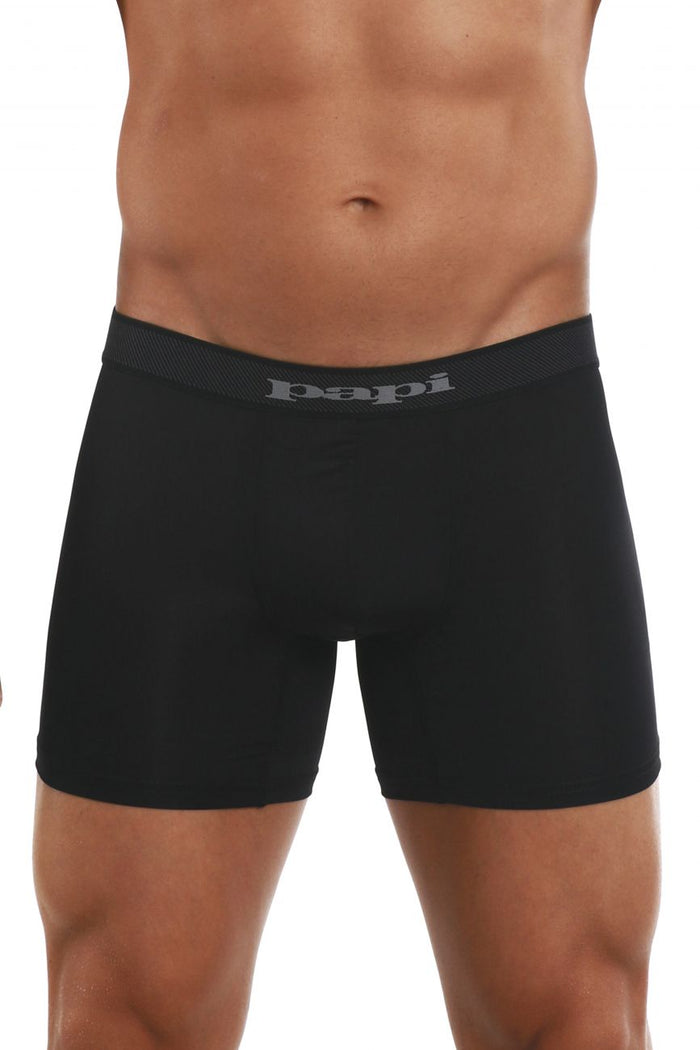 Clever Moda Papi 626185-962 Cool2 2PK Solid Boxer Briefs Color Black-Gray