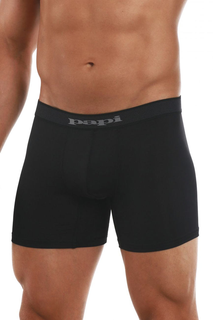 Clever Moda Papi 626185-962 Cool2 2PK Solid Boxer Briefs Color Black-Gray