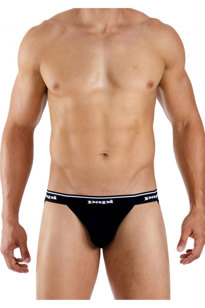 Clever Moda Papi 705910-001 3PK 1X1 Rib Jockstrap Color Black