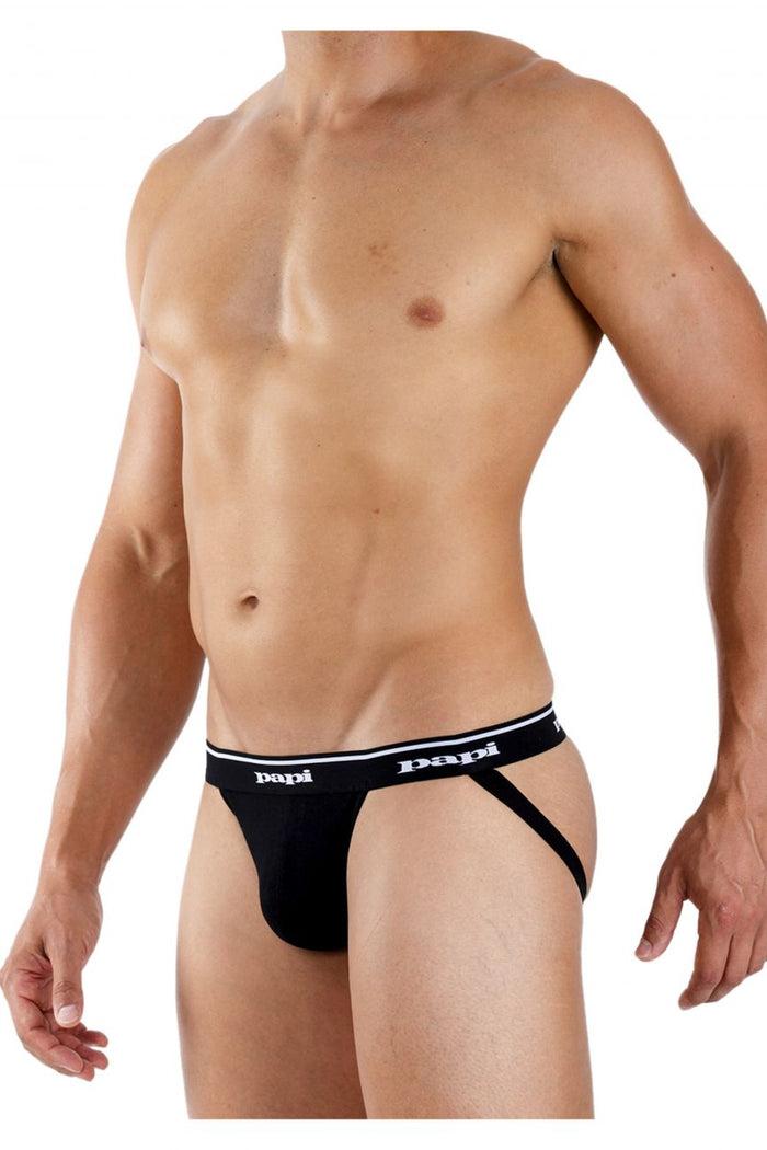 Clever Moda Papi 705910-001 3PK 1X1 Rib Jockstrap Color Black