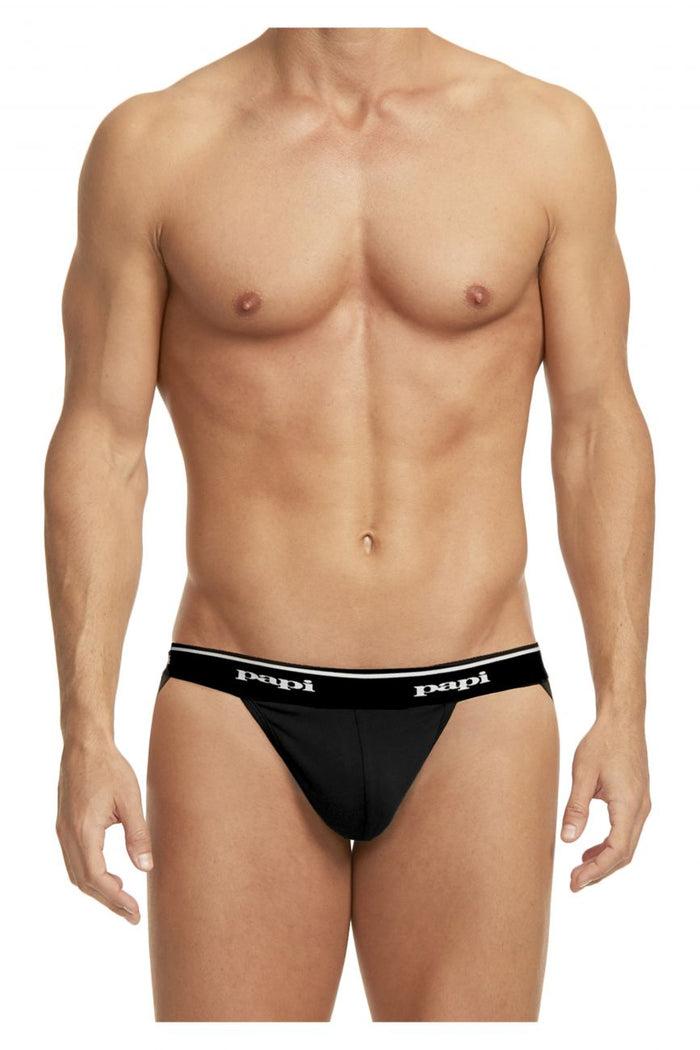 Clever Moda Papi 705910-001 3PK 1X1 Rib Jockstrap Color Black