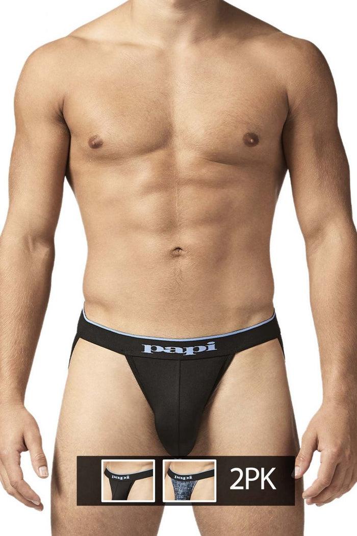 Clever Moda Papi UMPA049 2PK Microflex Jockstrap Color Blue-Texture