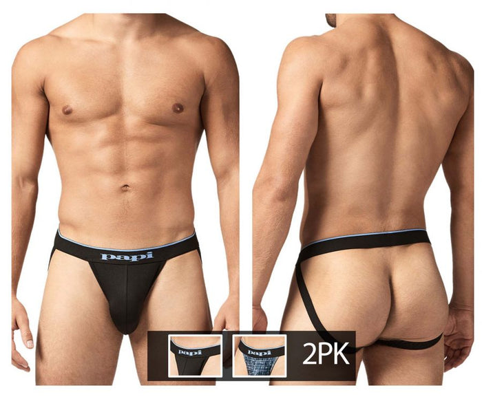 clever moda Papi UMPA049 2PK Microflex Jockstrap Color Blue-Texture