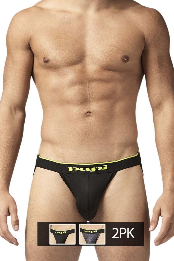 Clever Moda Papi UMPA049 2PK Microflex Jockstrap Color Charcoal-Graphic