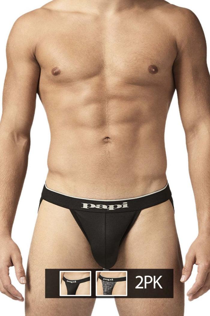 Clever Moda Papi UMPA049 2PK Microflex Jockstrap Color Gray-Texture