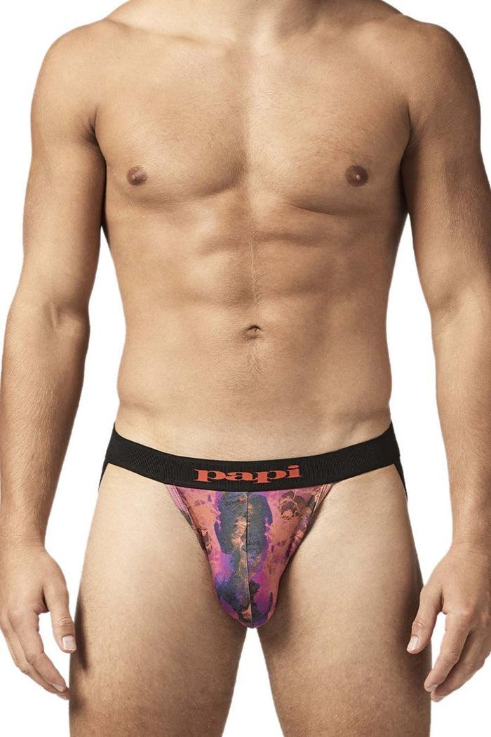 Clever Moda Papi UMPA051 Fashion Microflex Brazilian Jockstrap Color Sunset Multi Print