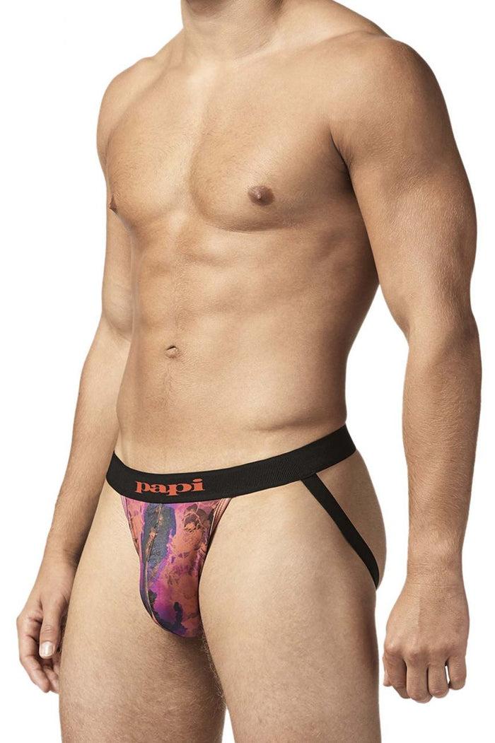 Clever Moda Papi UMPA051 Fashion Microflex Brazilian Jockstrap Color Sunset Multi Print