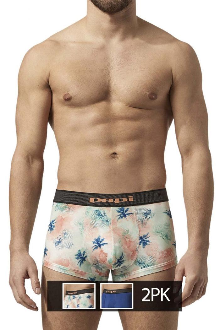 Clever Moda Papi UMPA074 2PK Microflex Brazilian Trunks Color Tropics-Blue