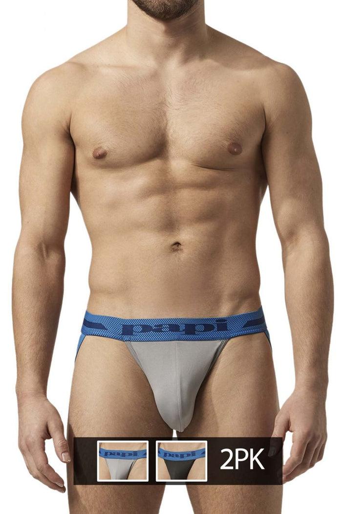 Clever Moda Papi UMPA081 2PK Microflex Jockstrap Color Alloy-Black