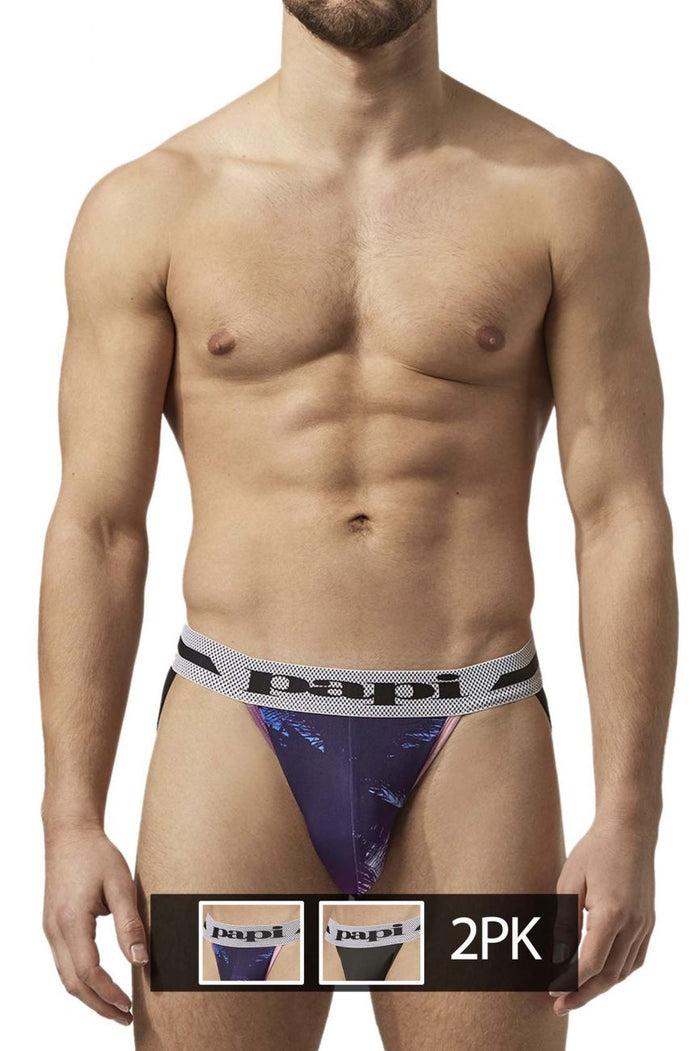 Clever Moda Papi UMPA081 2PK Microflex Jockstrap Color Tropical-Black