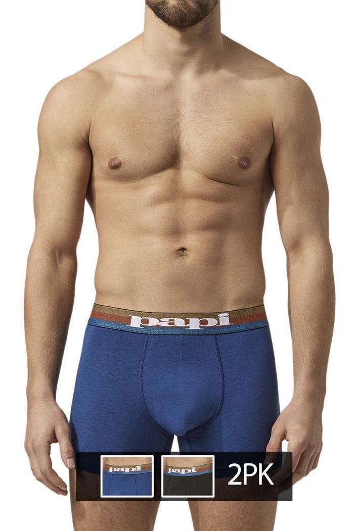Clever Moda Papi UMPA088 2PK Microflex Brazilian Boxer Briefs Color Blue-Black