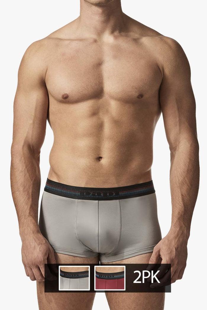 Clever Moda Papi UMPA107 2PK Microflex Performance Trunks Color Gray-Red