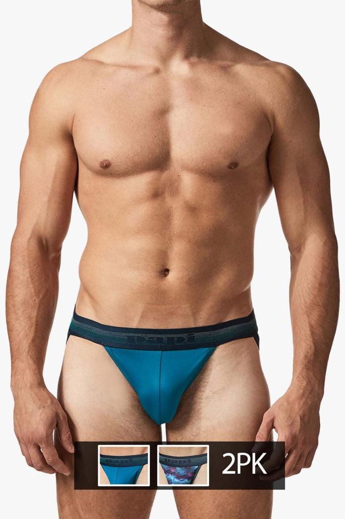 Clever Moda Papi UMPA108 2PK Microflex Performance Jockstrap Color Blue-Printed