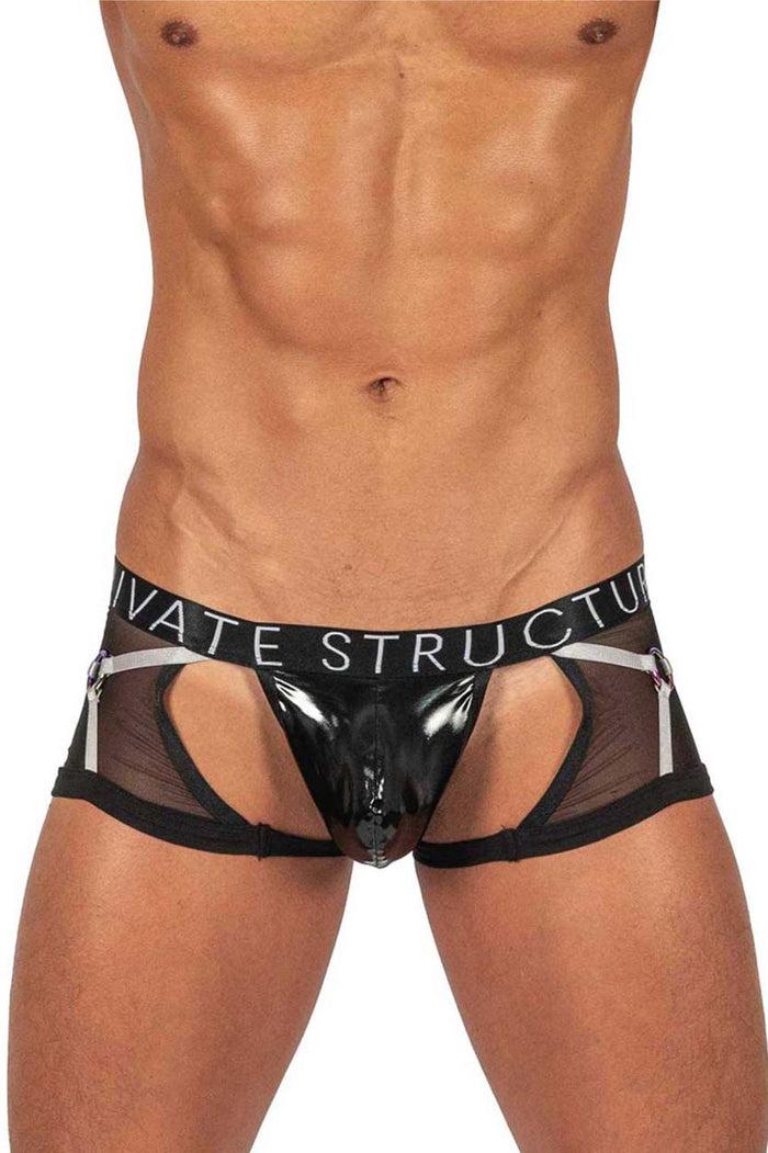 Clever Moda Private Structure LCUT4417 Alpha Low Waist Harness Trunks Color Black