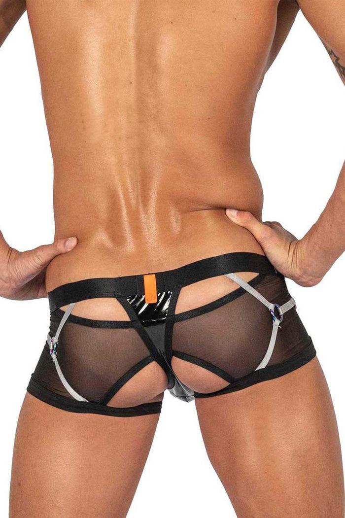 Clever Moda Private Structure LCUT4417 Alpha Low Waist Harness Trunks Color Black