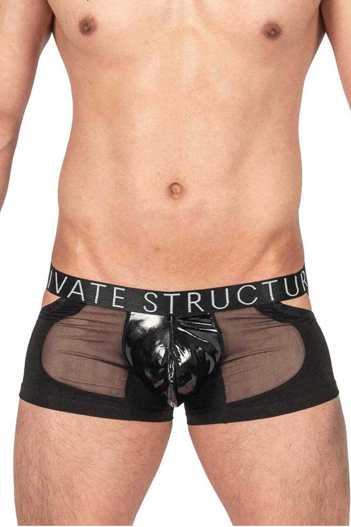 Clever Moda Private Structure LCUT4420 Alpha Low Waist Mesh Back Jockstrap Trunks Color Black