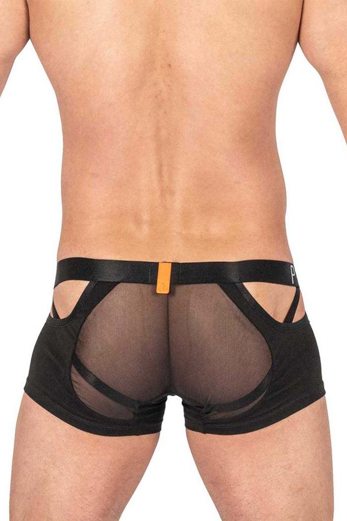 Clever Moda Private Structure LCUT4420 Alpha Low Waist Mesh Back Jockstrap Trunks Color Black
